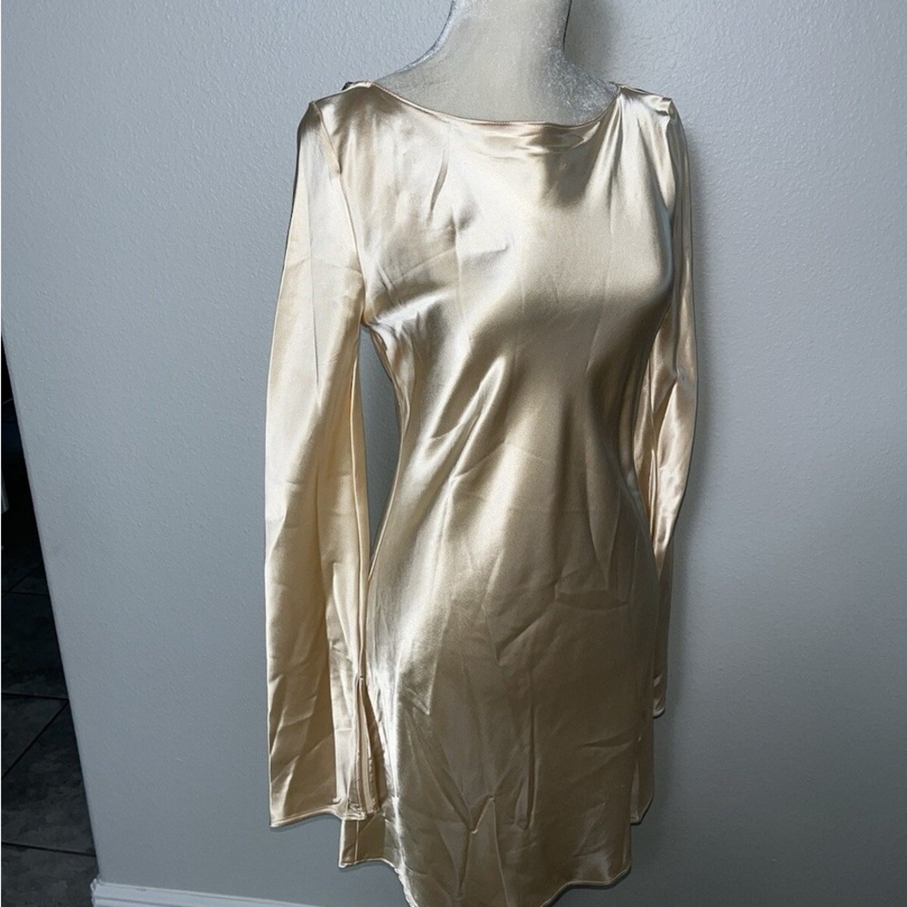 Zara Shimmering Gold Long Sleeve Dress - never been worn